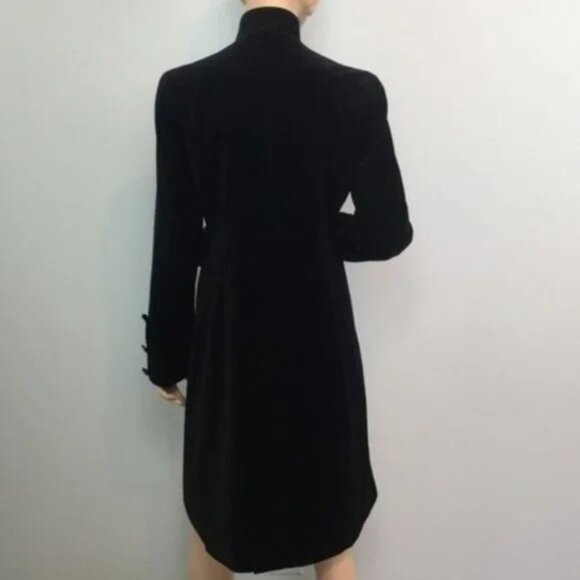 💥ULTRA CHIC💥Steampunk Victorian Military Longline Coat in Black Velvet - Picture 11 of 12